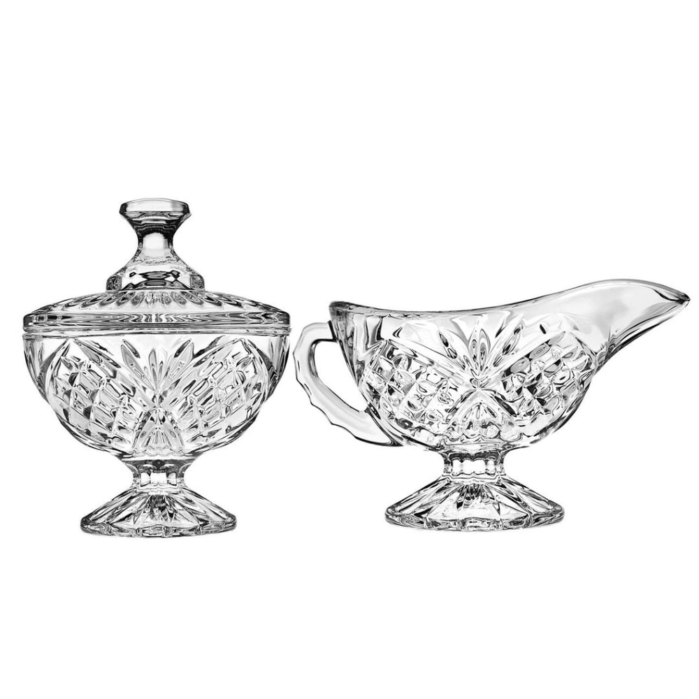 Cut crystal sugar bowl & creamer, Shannon by Godinger "Dublin" pattern, NEW!